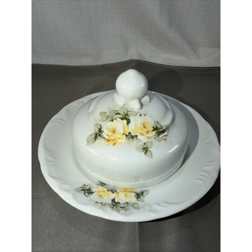 Porcelana Schmidt Brazil Fine China Domed Butter Cheese Serving Dish Set